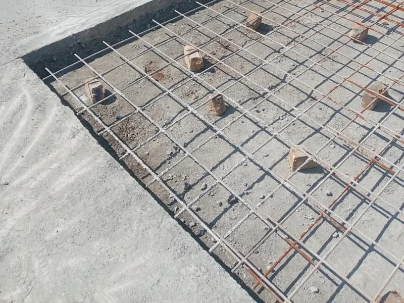 Reinforcing set out ahead of the next pour