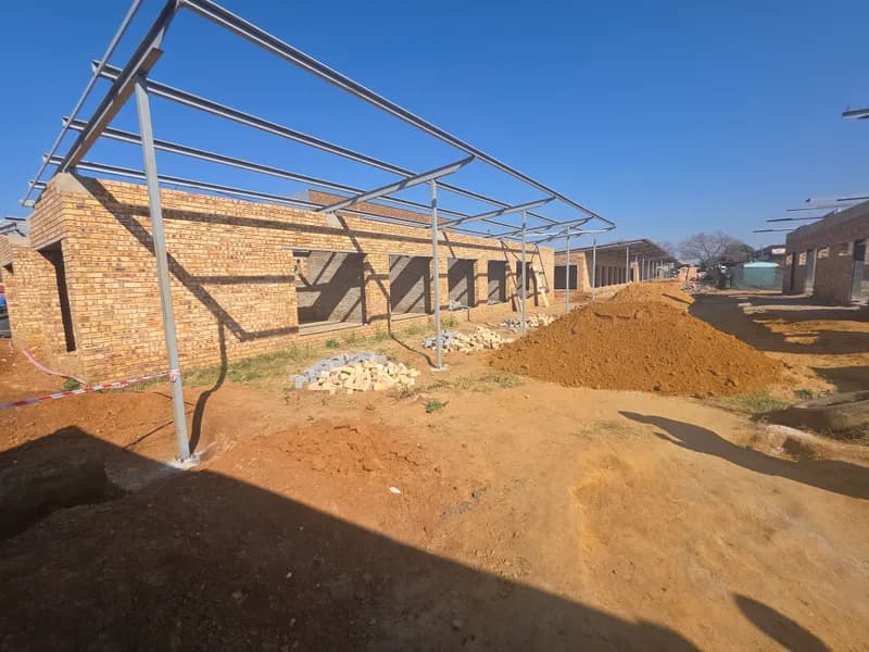 Roof trusses in place